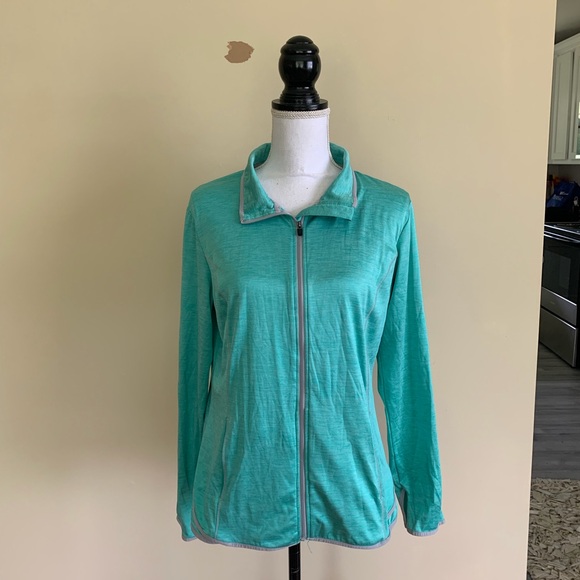 Large Danskin Now Green & Gray Activewear Jacket - Picture 1 of 5